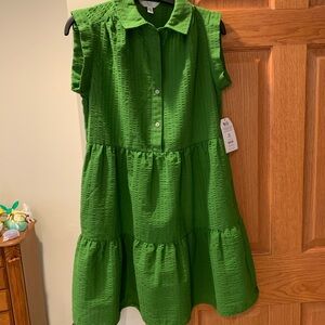 New Time and Tru Green Midi Dress. Pocket on each side. Size - XS (0-2)
